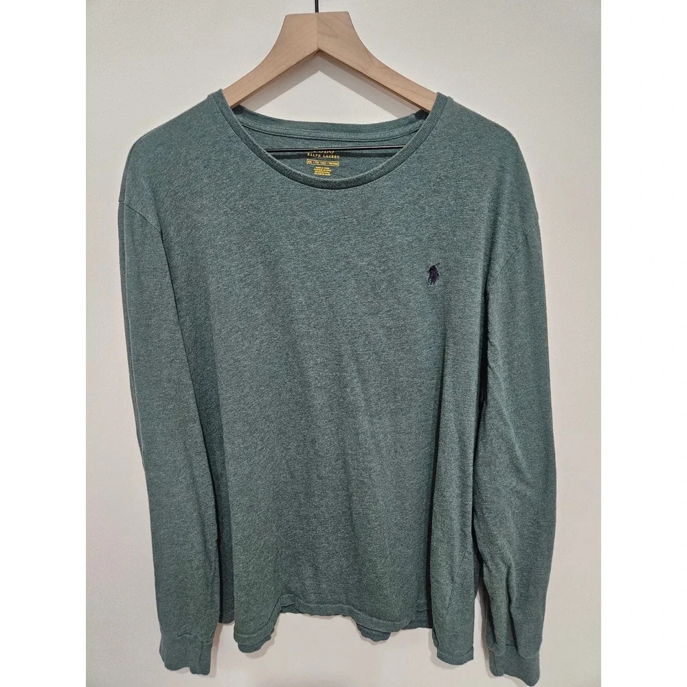 Polo Ralph Lauren Mens XXL Green‎ Heather Long Sleeve Pony Logo T-Shirt Cotton